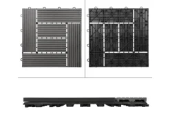 Best ECD Germany WPC Terrassenfliesen 30x30 cm 11Er Spar Set Mosaik Anthrazit