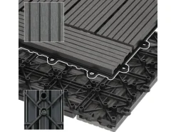 Best ECD Germany WPC Terrassenfliesen 30x30 cm 11Er Spar Set Mosaik Anthrazit