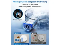 Hot ECOVACS DEEBOT T80 OMNI WHITE mit Selbstreinigender OZMO ROLLER-Wischtechnologie Weiß