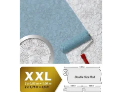 Outlet EDEM 80309BR60 Xxl Vliestapete zum Überstreichen spachtel-putz-dekor 25,05 m x 1,06 m 26,50 m2 Weiß