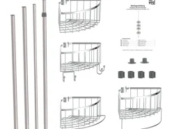 Eisl Teleskop Duschablage Ecke mit 4 Duschkörben Edelstahl