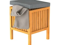 Sale Eisl Wäschesammler mit Deckel und Sitzkissen Bambus