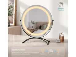 Emke Kosmetikspiegel Runder mit Beleuchtung 3 Farbtemperatur und Dimmbar 40cm