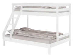 Erst-Holz Doppel-Etagenbett 90 x 200 cm und 140 x 200 cm Erwachsene Kiefer Weiß Modell 18 ohne Zubehör