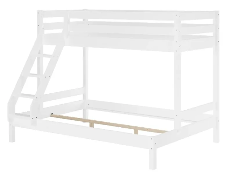 Erst-Holz Doppel-Etagenbett 90 x 200 cm und 140 x 200 cm Erwachsene Kiefer Weiß Modell 18 ohne Zubehör