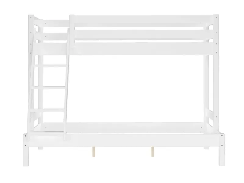 Erst-Holz Doppel-Etagenbett 90 x 200 cm und 140 x 200 cm Erwachsene Kiefer Weiß Modell 18 Rollrost inkl.