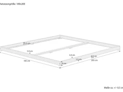 New Erst-Holz Echtholzbett Futonbett Doppelbett 180 x 200 Kiefer Modell 47 ohne Zubehör