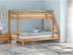 Erst-Holz Etagenbett Holzbett 3er-Bett Buche Massiv 90 + 140 x 200 cm Modell 14 Rollrost inkl.