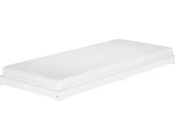 Discount Erst-Holz Extra Niedriges Holzbett Futonbett 80 x 190 cm Kiefer Weiß Modell 47 Rollrost inkl.