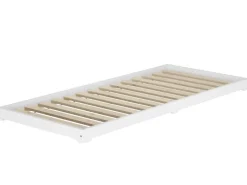Discount Erst-Holz Extra Niedriges Holzbett Futonbett 80 x 190 cm Kiefer Weiß Modell 47 Rollrost inkl.