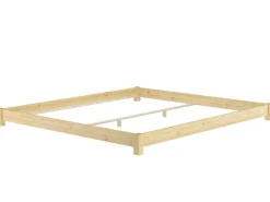 Clearance Erst-Holz Flaches Ehebett Bodenbett Doppelbett 180 x 200 Kiefer Modell 51 Rollrost inkl.