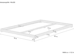 Best Erst-Holz Futonbett Massivholz Extra Niedrig Kiefer Massivholz 140 x 200 Rollrost inkl.