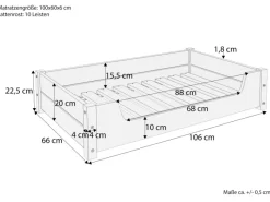Erst-Holz Hundebett für Große Hunde 100 x 60 cm Kiefer Tierbett Rollrost inkl.