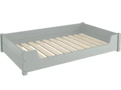 Outlet Erst-Holz Kuscheliges Haustierbett Extra Groß 120 x 70 cm Kiefer Grau mit Rollrost. Polster und Matratze