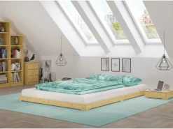 Erst-Holz Niedrigbett Futon Unbehandeltes Holz Loftbett 180 x 200 cm Fichte Tanne Modell 47 ohne Zubehör