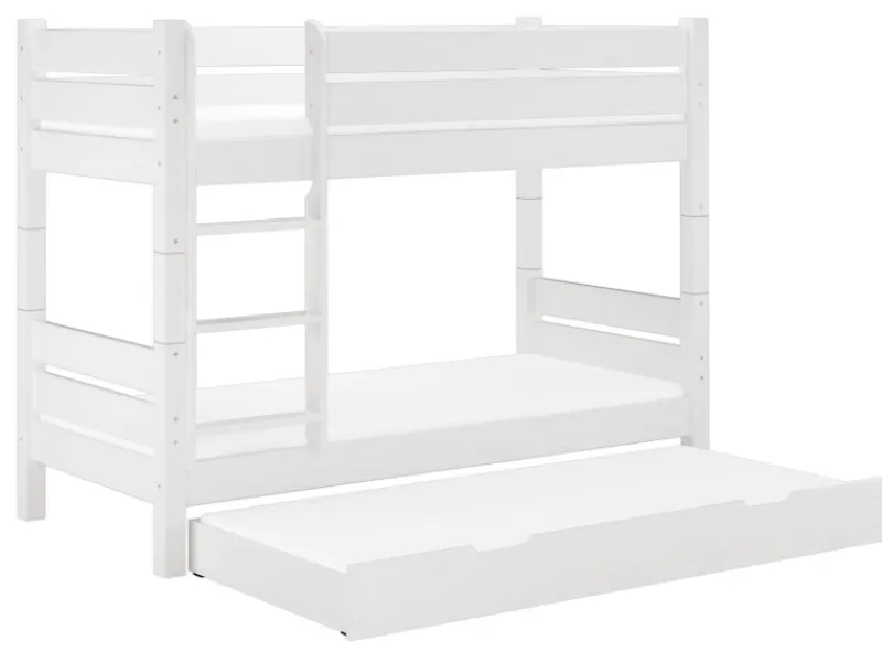 Erst-Holz Teilbares Etagenbett 100 x 200 Kiefer Weiß für Erwachsene Modell 16 ohne Zubehör