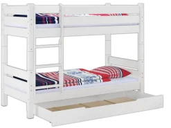 Erst-Holz Teilbares Etagenbett 100 x 200 Kiefer Weiß für Erwachsene Modell 16 ohne Zubehör