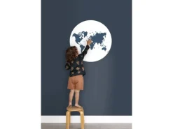 ESTAhome Selbstklebende Runde Tapete Weltkarte Blau Ø 70 cm 158984