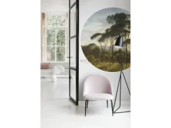 ESTAhome Selbstklebende Runde Tapete Italienische Landschaft Dunkelgrün Ø 140 cm 159011