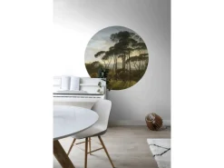 ESTAhome Selbstklebende Runde Tapete Italienische Landschaft Dunkelgrün Ø 140 cm 159011