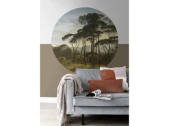 ESTAhome Selbstklebende Runde Tapete Italienische Landschaft Dunkelgrün Ø 140 cm 159011