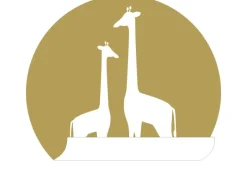 ESTAhome Selbstklebende Runde Tapete Giraffen Ockergelb und Weiß Ø 70 cm 158978