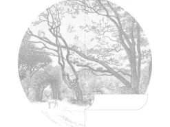 ESTAhome Selbstklebende Runde Tapete Wald Mit Waldtieren Grau Ø 140 cm 159083