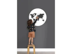 ESTAhome Selbstklebende Runde Tapete Weltkarte Schwarz-Weiß Ø 70 cm 158985