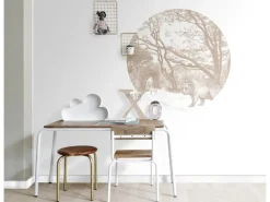 Clearance ESTAhome Selbstklebende Runde Tapete Wald Mit Waldtieren Beige Ø 70 cm 159072