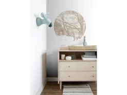Clearance ESTAhome Selbstklebende Runde Tapete Wald Mit Waldtieren Beige Ø 70 cm 159072