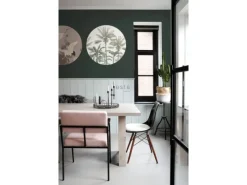 ESTAhome Selbstklebende Runde Tapete Palmen Hellbeige und Graugrün Ø 70 cm 158983