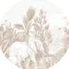 ESTAhome Selbstklebende Runde Tapete Dschungelmuster Beige Ø 70 cm 159077