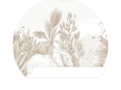 ESTAhome Selbstklebende Runde Tapete Dschungelmuster Beige Ø 70 cm 159077