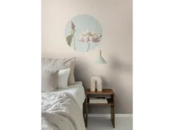 ESTAhome Selbstklebende Runde Tapete Lotusblume Altrosa und Graublau Ø 70 cm 158994