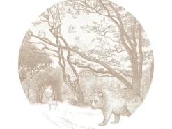 Clearance ESTAhome Selbstklebende Runde Tapete Wald Mit Waldtieren Beige Ø 140 cm 159085