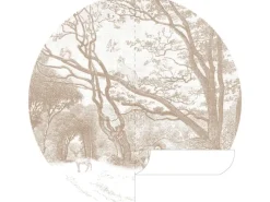 Clearance ESTAhome Selbstklebende Runde Tapete Wald Mit Waldtieren Beige Ø 140 cm 159085