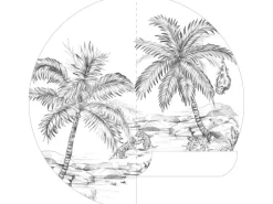 ESTAhome Selbstklebende Runde Tapete Safari-Muster Schwarz-Weiß Ø 140 cm 159004