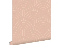 Best ESTAhome Tapete Art Decó Muster Pfirsich 53 cm x 10.05 m Rosa