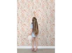 Hot ESTAhome Tapete Blätter und Blumen und Orange 50 x 900 cm Weiß