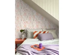 Hot ESTAhome Tapete Blätter und Blumen und Orange 50 x 900 cm Weiß