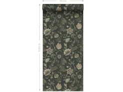New ESTAhome Tapete Blumenmuster Schwarz und Grün 0.53 x 10.05 m 139417