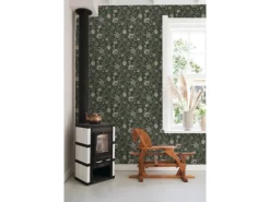 New ESTAhome Tapete Blumenmuster Schwarz und Grün 0.53 x 10.05 m 139417