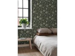 New ESTAhome Tapete Blumenmuster Schwarz und Grün 0.53 x 10.05 m 139417