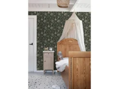 New ESTAhome Tapete Blumenmuster Schwarz und Grün 0.53 x 10.05 m 139417