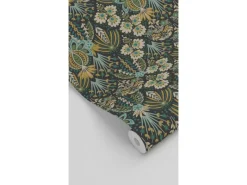 ESTAhome Tapete Blumenmuster im Jugendstil Grau Blau und Beige 50 x 900 cm