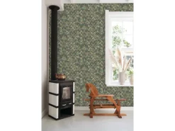 ESTAhome Tapete Blumenmuster im Jugendstil Grau Blau und Beige 50 x 900 cm