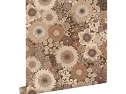 Discount ESTAhome Tapete Retro Blumen 50 x 900 cm Braun