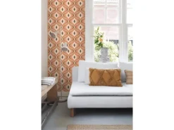 Clearance ESTAhome Tapete Retro-Ornamente Orange und Braun 50 x 900 cm 130986