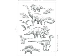 ESTAhome Wandtattoo Dinosaurier Schwarz-Weiß 47,5 cm x 66 cm 156105