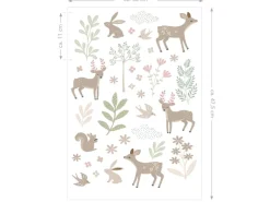 ESTAhome Wandtattoo Hirsche Beige und Grün 33 cm x 47,5 cm 156118